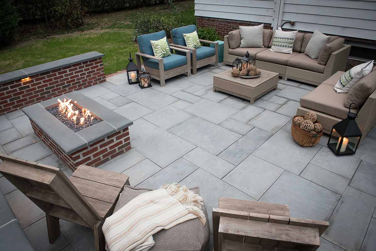 Backyard stone patio pictures