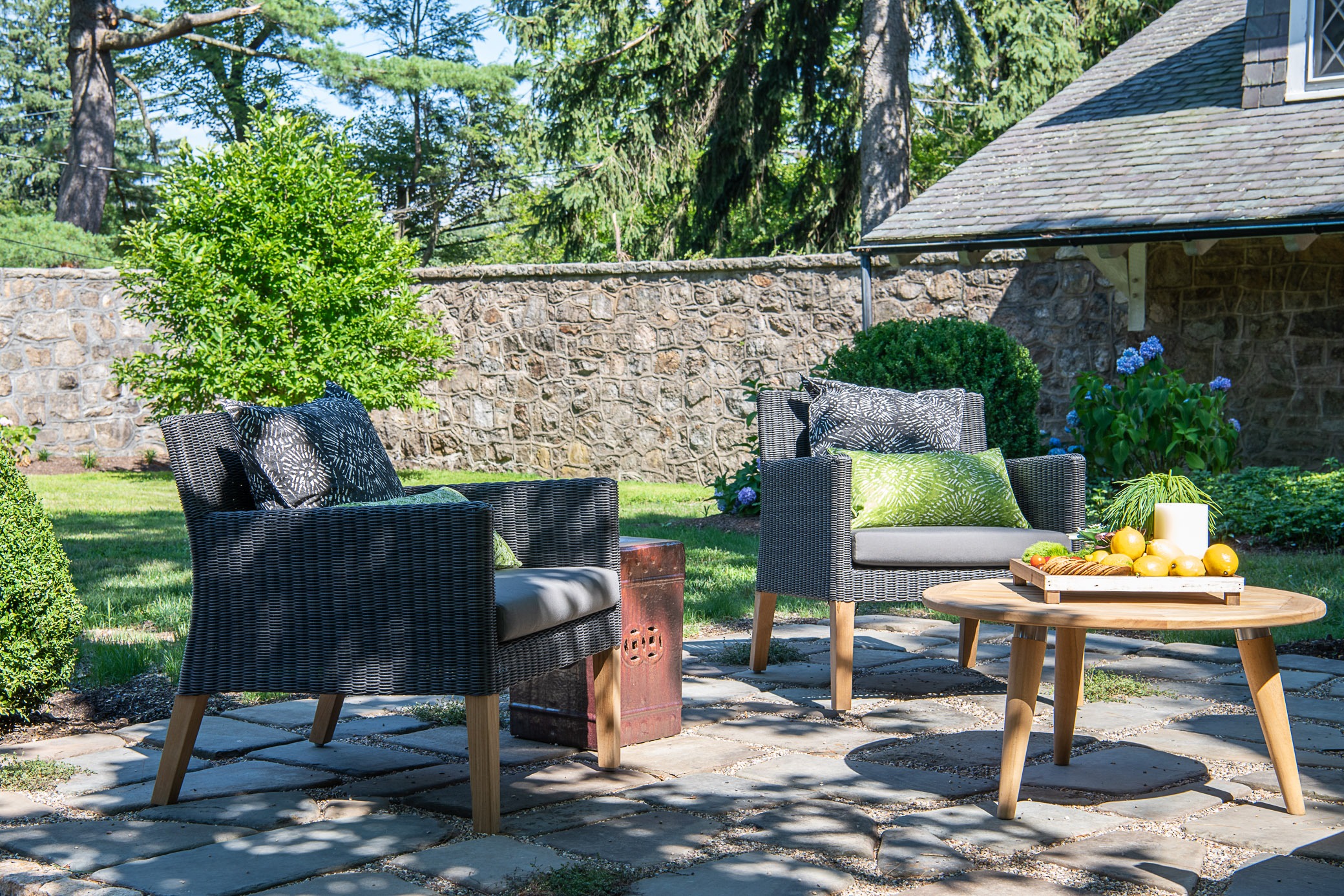 Cozy garden patio seating area