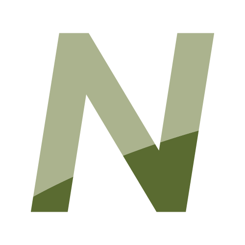 Stylized letter N in green shades