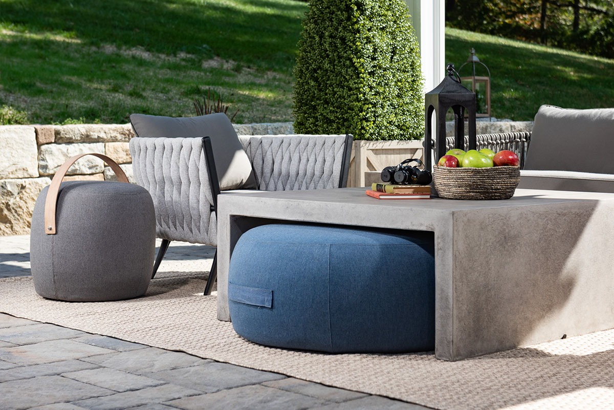 Outdoor patio with modern furniture