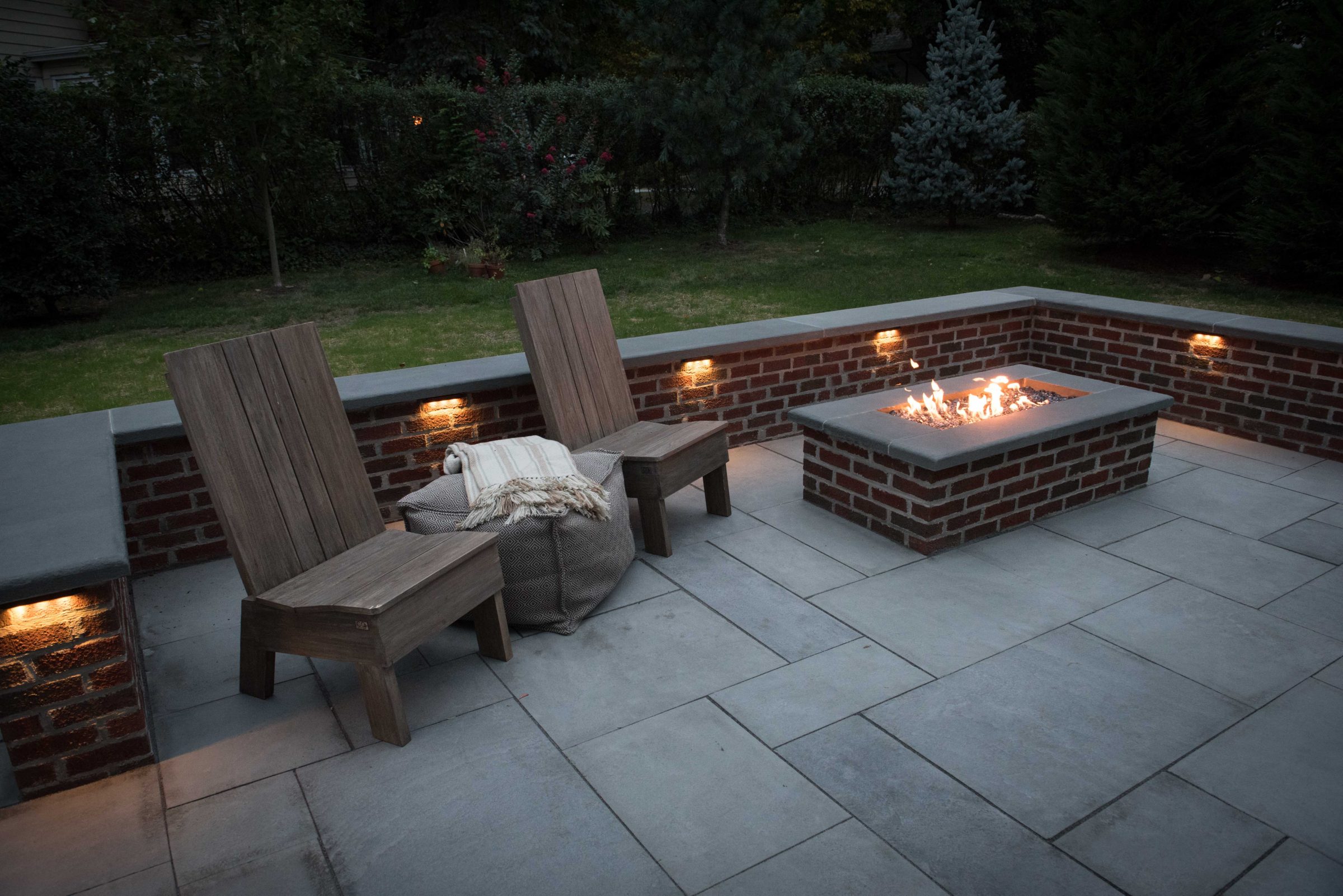Cozy patio with brick fire pit