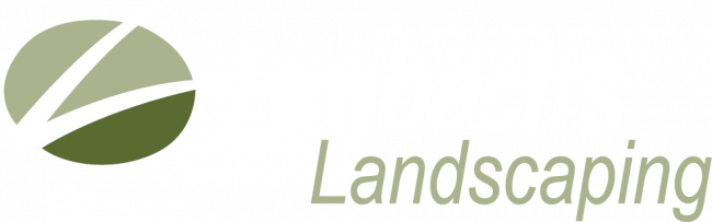 Stylized leaf logo with 'Landscaping'