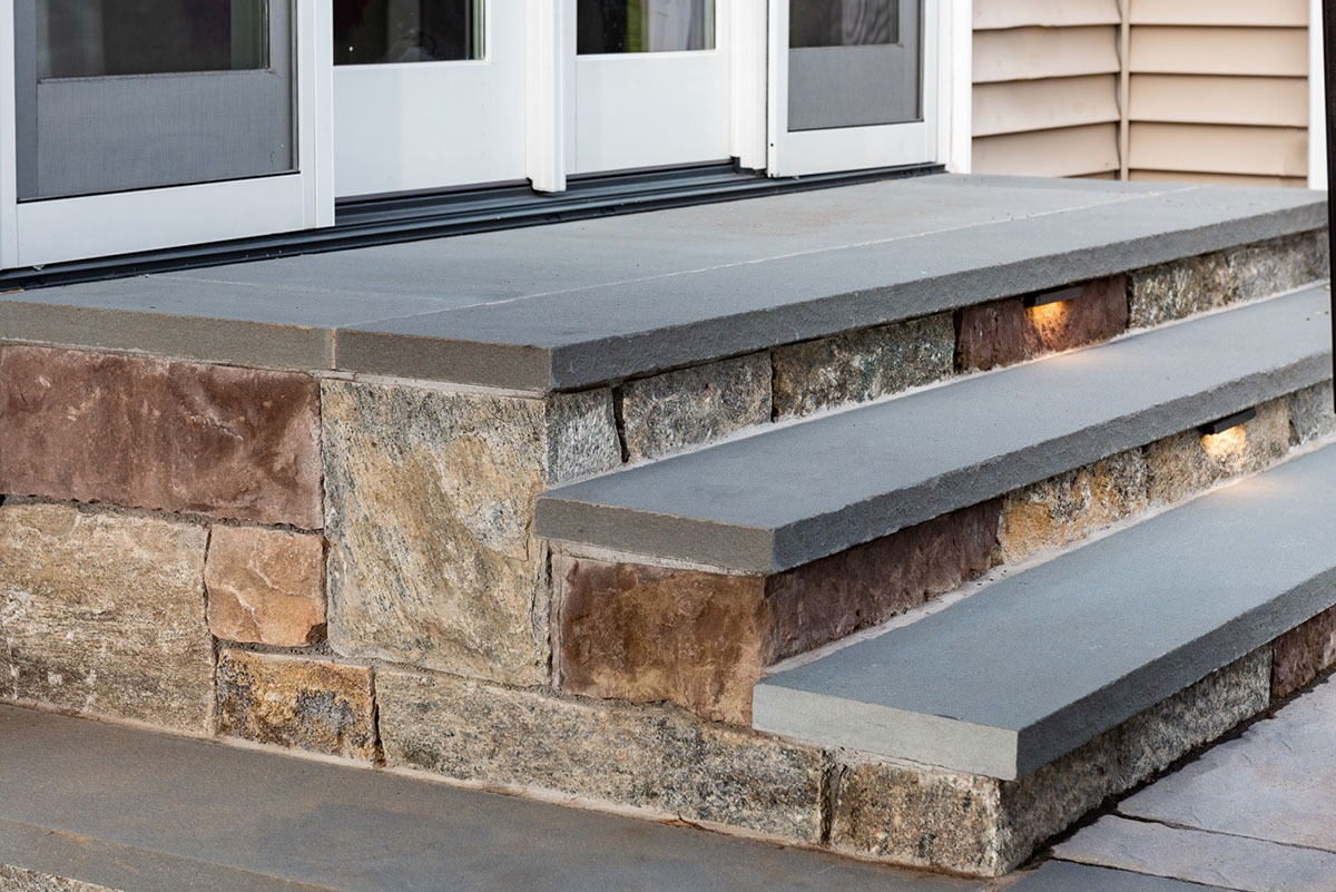 Stone steps with built-in lights
