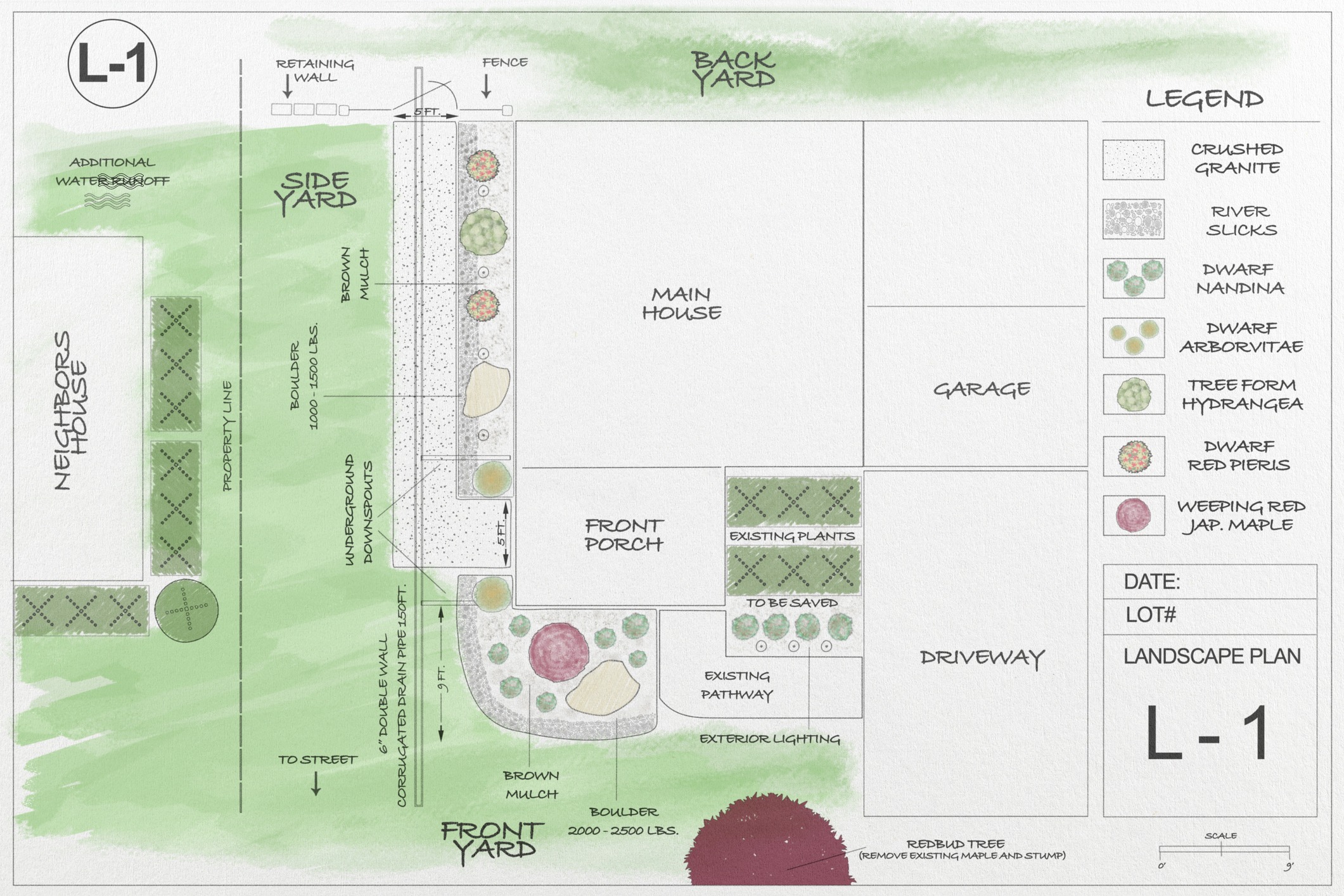 Detailed landscape plan with legend and layout.